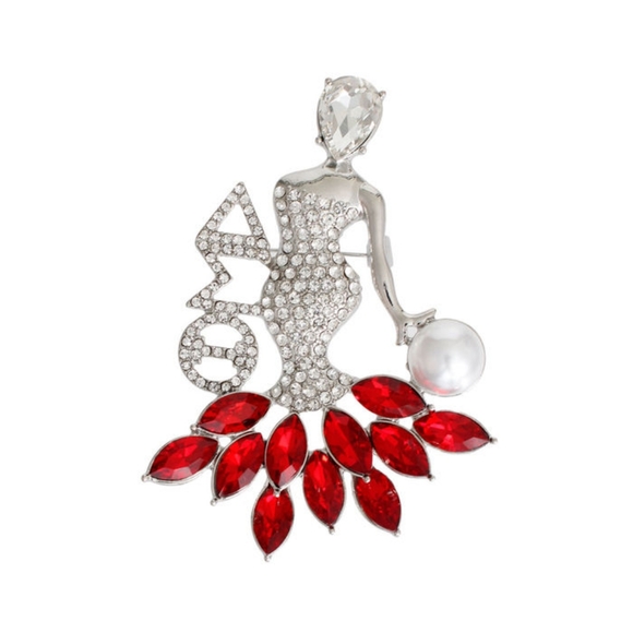 Red Silver Woman DST Pin|3.25 x 2.25 inches - Picture 1 of 2